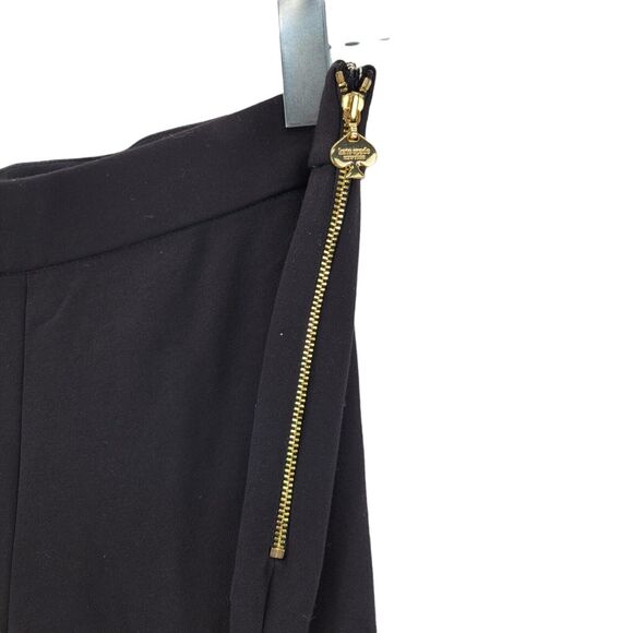 Kate Spade Women's Stretch Cropped Black Dress Pants Size 4 Gold Logo Zipper - Picture 3 of 10